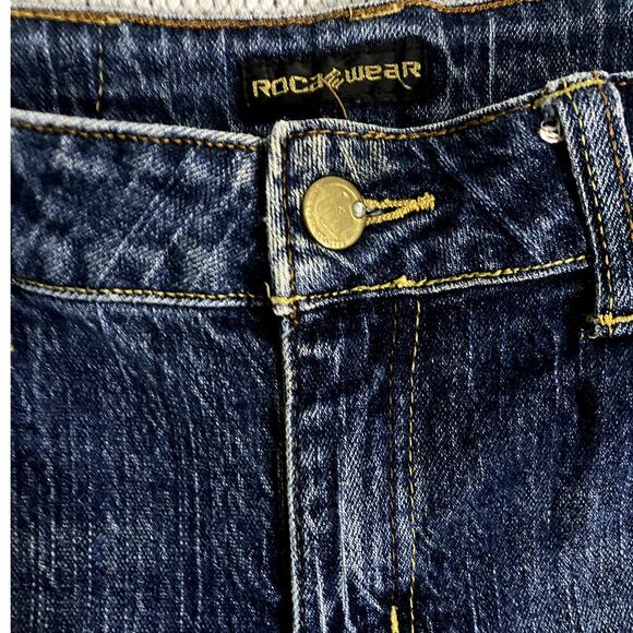 Rocawear Vintage Jeans Womens 11 32X32 Blue Bootcut Stretch Embroidered Street - Picture 7 of 14